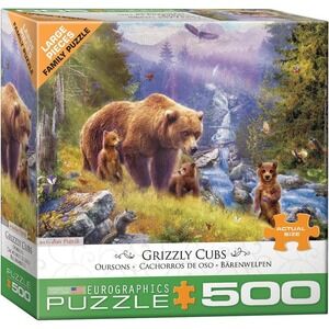NEW Eurographics 500 piece jigsaw puzzle of Grizzly Bear Cubs in the forest!